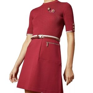 Ted Baker London Elsbeth Knitted Dress Red/Burgandy